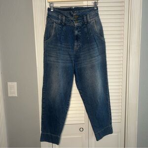 OU. Boutique Jeans Amsterdam Barrel Tapered Leg Pleated Denim Waist Size 28